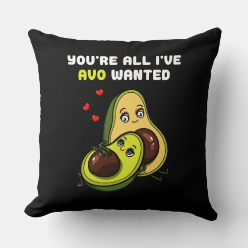 Cute Avocado Vegan Avo Wanted Joke Throw Pillow