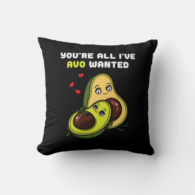 Cute Avocado Vegan Avo Wanted Joke Throw Pillow (Front)