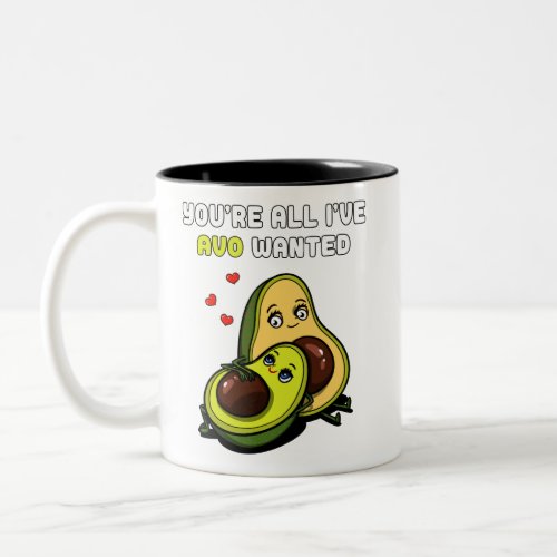 Cute Avocado Vegan Avo Wanted Joke Two_Tone Coffee Mug