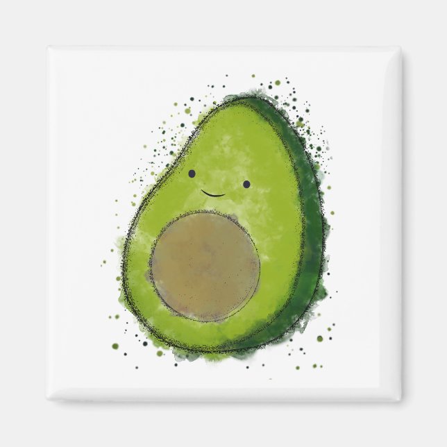 Cute Avocado Watercolor Magnet (Front)