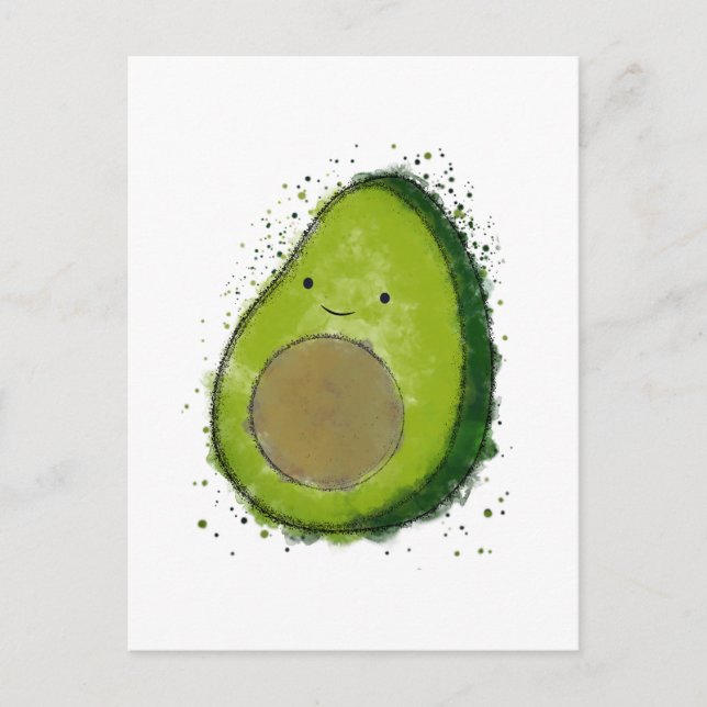 Cute Avocado Watercolor Postcard (Front)