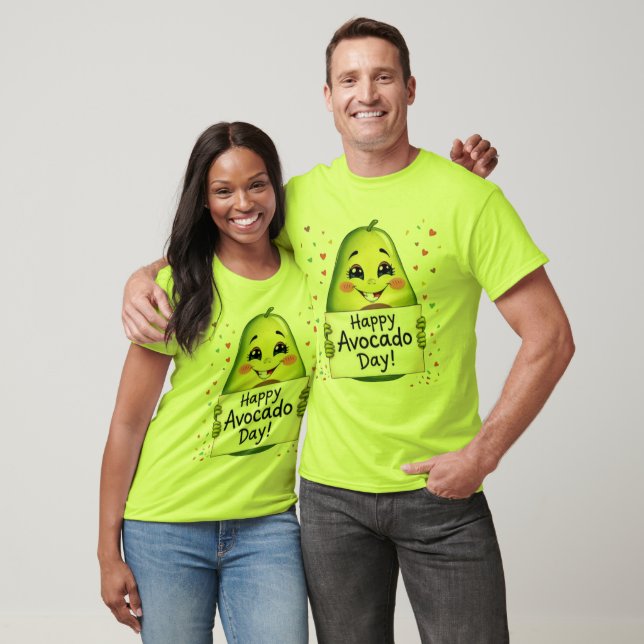 Cute Avocado with Hearts – Kawaii Food Art T-Shirt (Unisex)