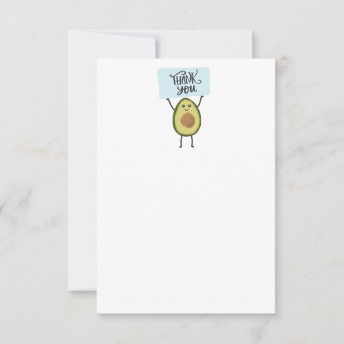 Cute Avocado with sign thank you RSVP Card