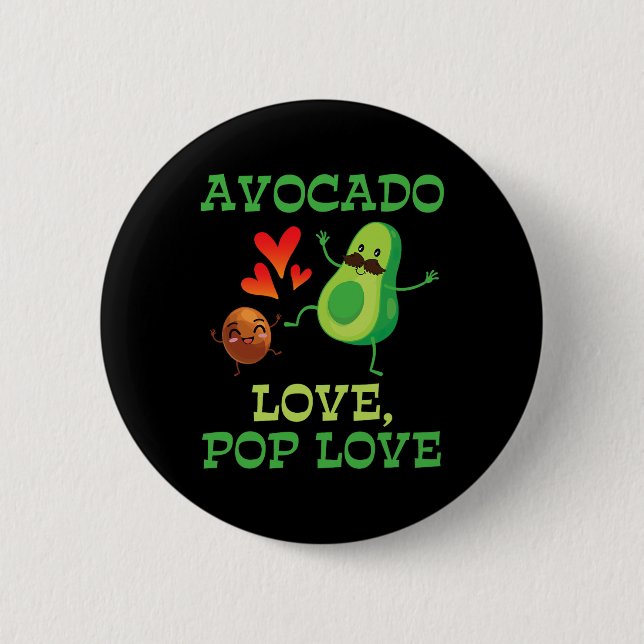 Cute Avocados Dancing Together Avocado Love Pop Lo Button (Front)