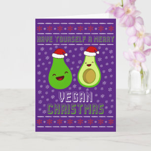 Cute Avocados Merry Vegan Christmas Card