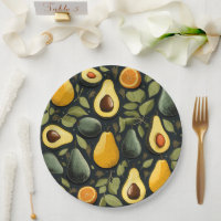 Cute avocados paper plate