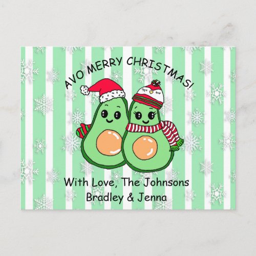 Cute Avocados Personalized Christmas Postcard