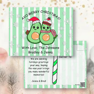 Cute Avocados Personalized Christmas Postcard
