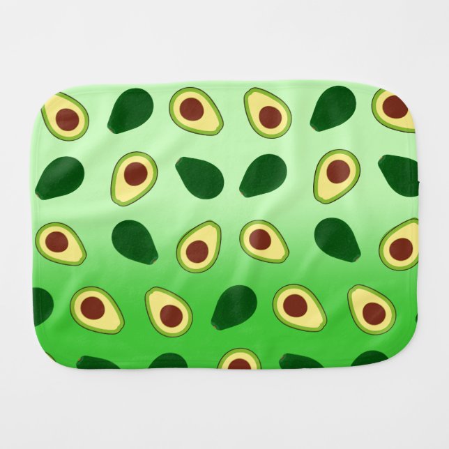 Cute Avocados slice summer green gradient Pattern Baby Burp Cloth (Front Horizontal)