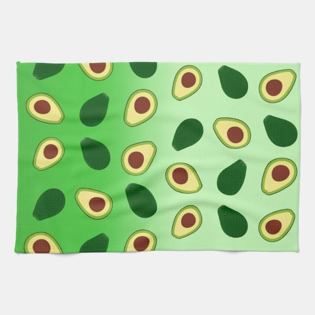 Cute Avocados slice summer green gradient Pattern Kitchen Towel (Horizontal)