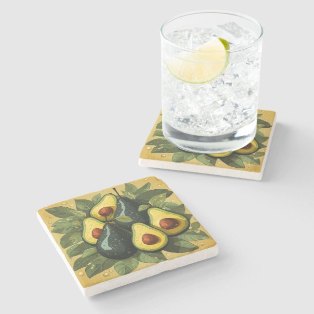 Cute avocados stone coaster (Side)