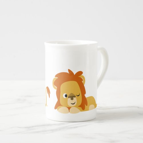 Cute Awake Cartoon Lion Bone China Mug