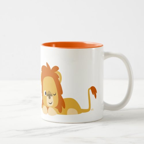 Cute Awake Cartoon Lion Two_Tone Coffee Mug