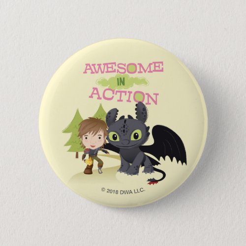 Cute Awesome In Action Hiccup  Toothless Button