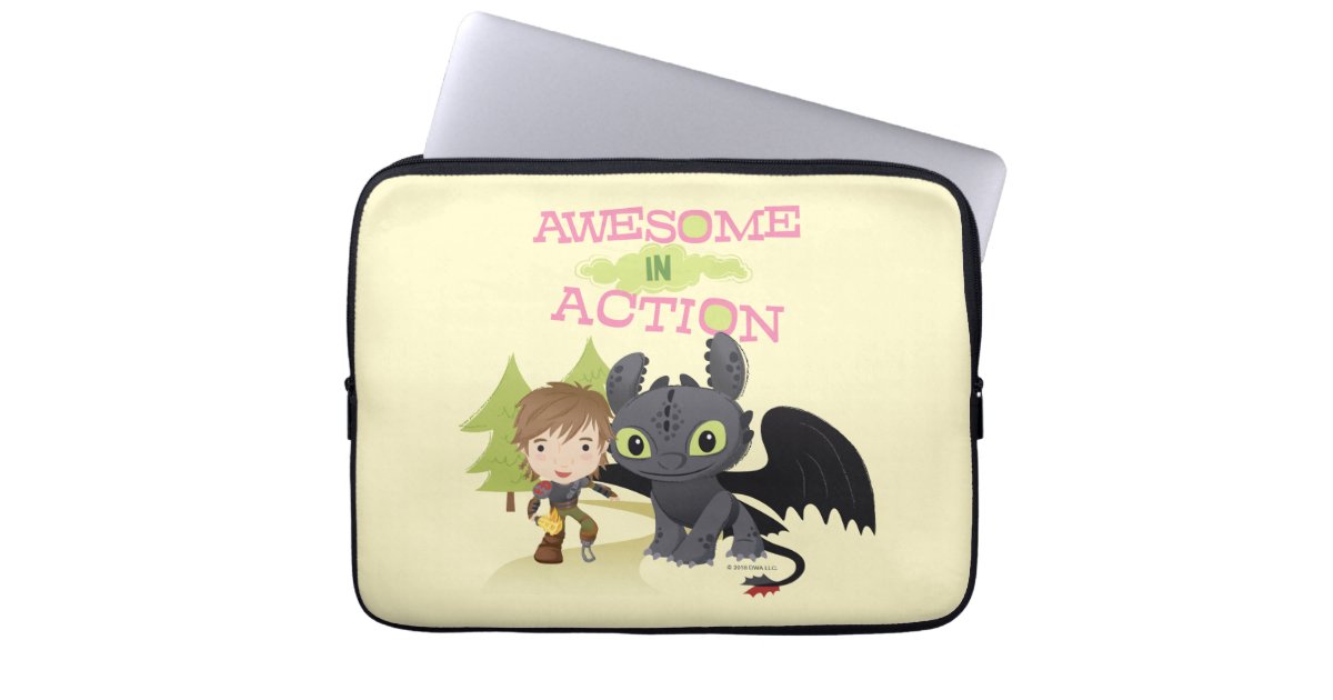 Licht Theoretisch Volgen Cute "Awesome In Action" Hiccup & Toothless Laptop Sleeve | Zazzle