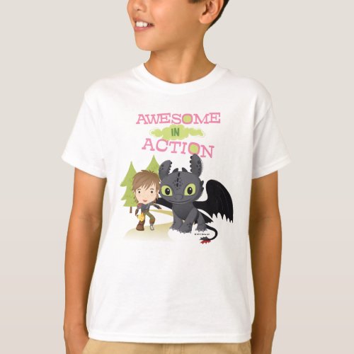 Cute Awesome In Action Hiccup  Toothless T_Shirt