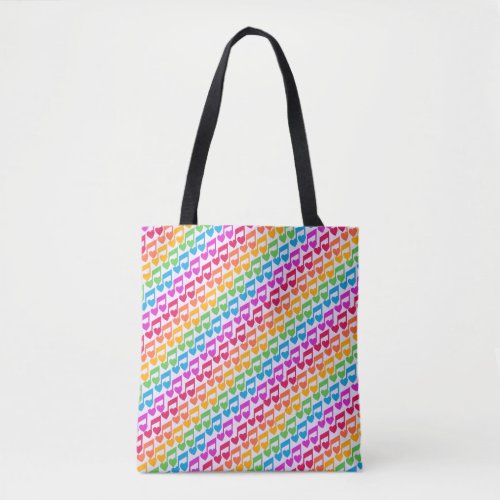 Cute Awesome Rainbow Heart Notes Tote Bag