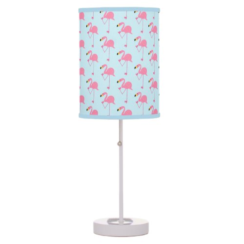 Cute Awkward Flamingo Pink and Blue Table Lamp