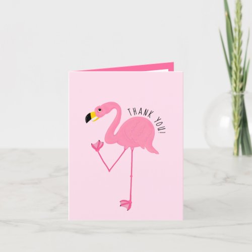 Cute Awkward Pink Flamingo Thank You Card