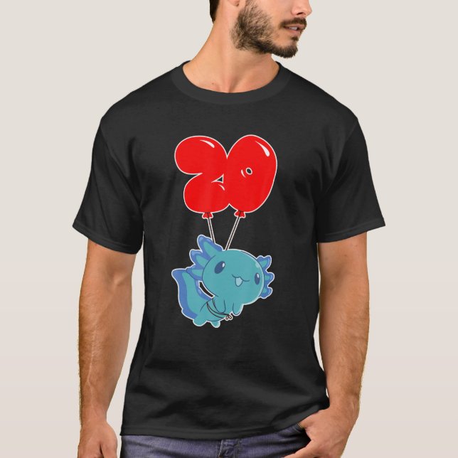 Cute Axolotl - 20Th Birthday - Kids Balloon Party T-Shirt (Front)