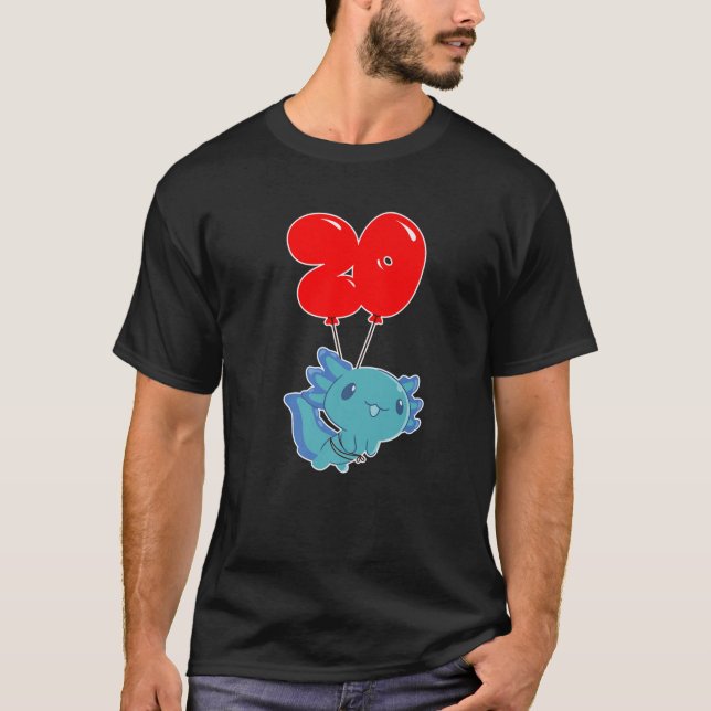 Cute Axolotl - 20Th Birthday - Kids Balloon Party T-Shirt (Front)