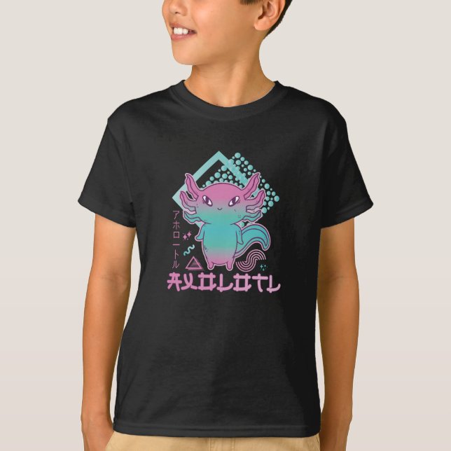 CUTE AXOLOTL 90s Retro Vaporwave T-Shirt (Front)