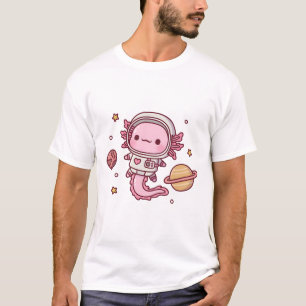 Cute Axolotl Astronaut In Outer Space T-Shirt