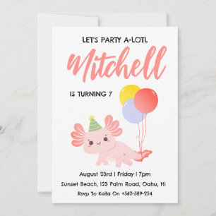 Cute Axolotl birthday axolotl birthday invitations