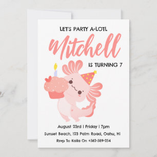 Cute Axolotl birthday axolotl birthday invitations