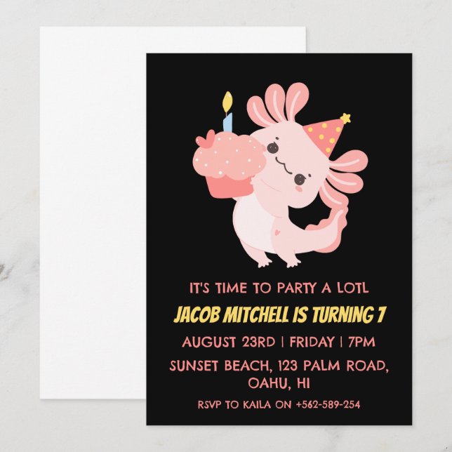 Cute Axolotl birthday axolotl birthday invitations