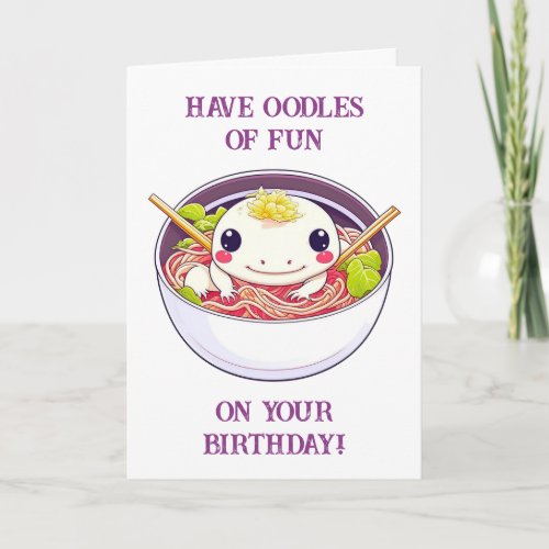 Cute Axolotl Birthday  Coloring Page Inside Card