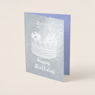 Cute axolotl birthday foil card