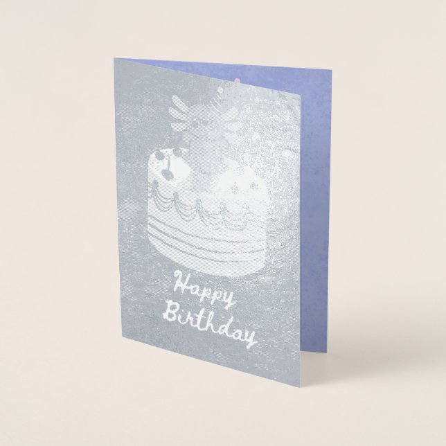 Cute axolotl birthday foil card (Front)