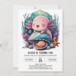 Cute Axolotl Birthday Invitation
