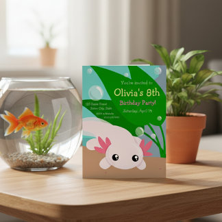 Cute Axolotl Birthday Invitation