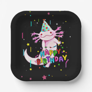 Cute axolotl birthday paper plates