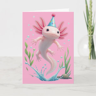 Cute Axolotl Birthday Pun Funny Gift  Card