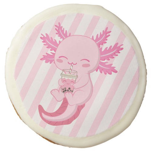 Cute Axolotl Boba Tea Birthday Party Pink Sugar Cookie