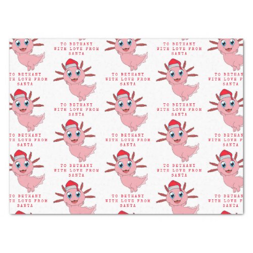  Cute Axolotl Childs Name Love From Santa Tissue Paper