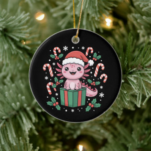 Cute Axolotl Christmas Animal Amphibian Holiday Ceramic Ornament
