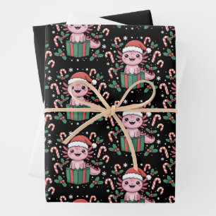Cute Axolotl Christmas Animal Amphibian Holiday Wrapping Paper Sheets