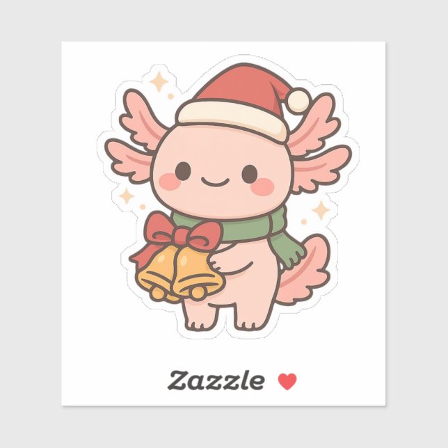 Cute Axolotl Christmas Bells Sticker (Sheet)