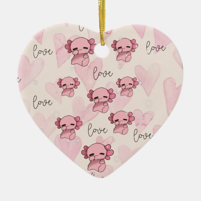 Cute axolotl christmas  ceramic ornament (Front)