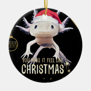 Cute Axolotl christmas Ceramic Ornament