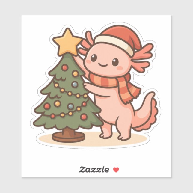 Cute Axolotl Christmas Tree Sticker (Sheet)