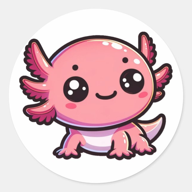 Cute Axolotl Classic Round Sticker (Front)