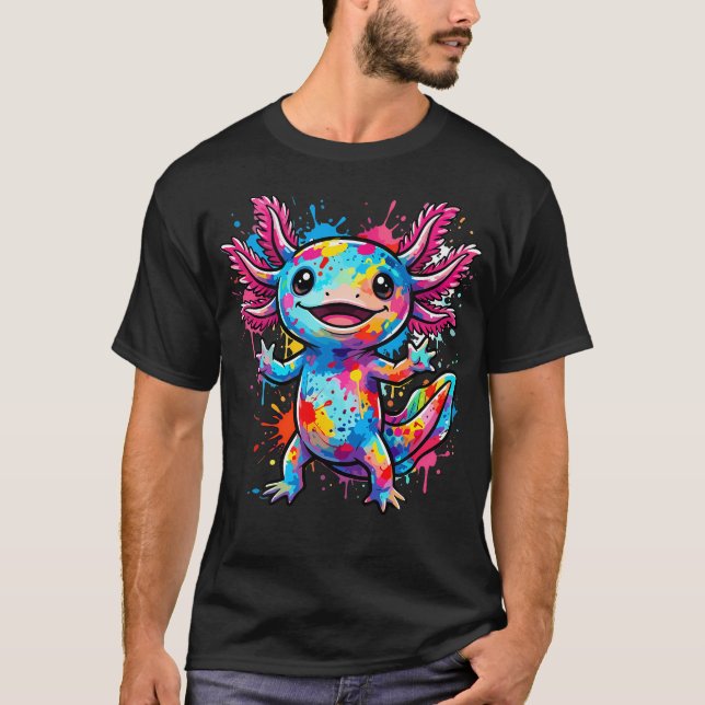 Cute Axolotl Colorful T-Shirt (Front)