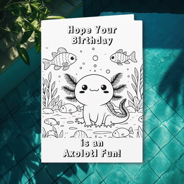 Cute Axolotl | Coloring Page Birthday Card (Creator Uploaded)