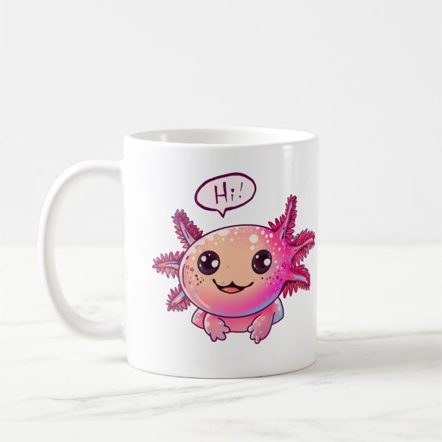 Cute Axolotl Comic in cartoon style Coffee Mug (Left)