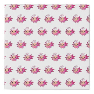 Cute Axolotl Comic in cartoon style Faux Canvas Print